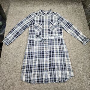 Soft Surroundings Dress Womens M Plaid Belted Button Cowgirl Country Western‎
